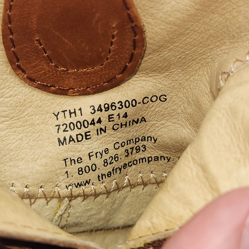Frye Cognac Leather Infant Baby‎ Soft Sole Crib Shoes Booties Size 1 (YTH1)